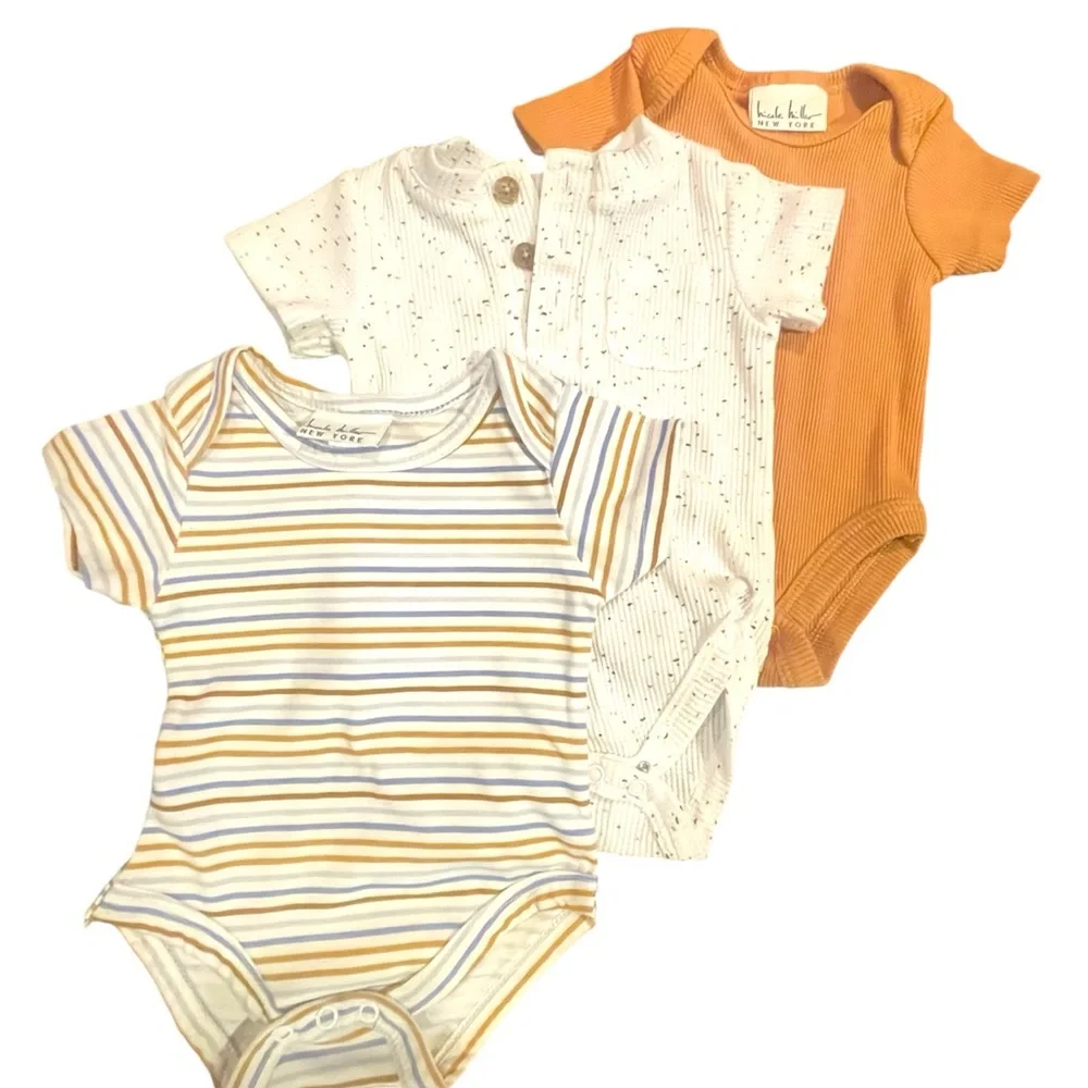 3 Pcs~Nicole Miller New York Snap Bottom Baby 0-3 month